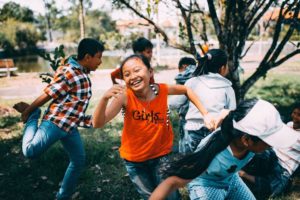 Girls laughing and playing
