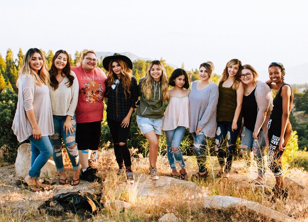 \International women's day, group of girls standing together.
