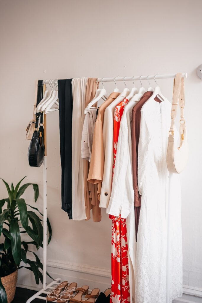 clothes on hanging rail