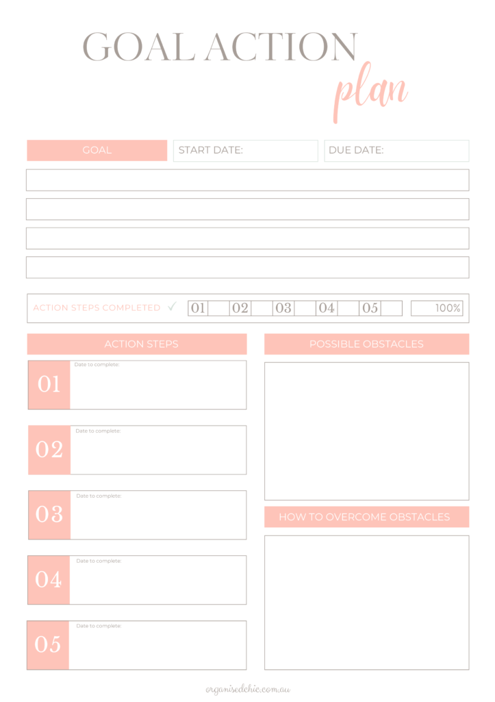 goal setting worksheet action plan worksheet