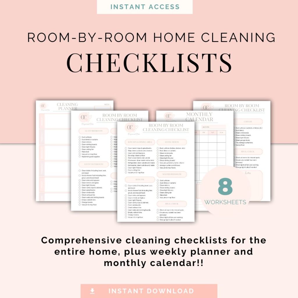 room by room cleaning checklist 8 pages