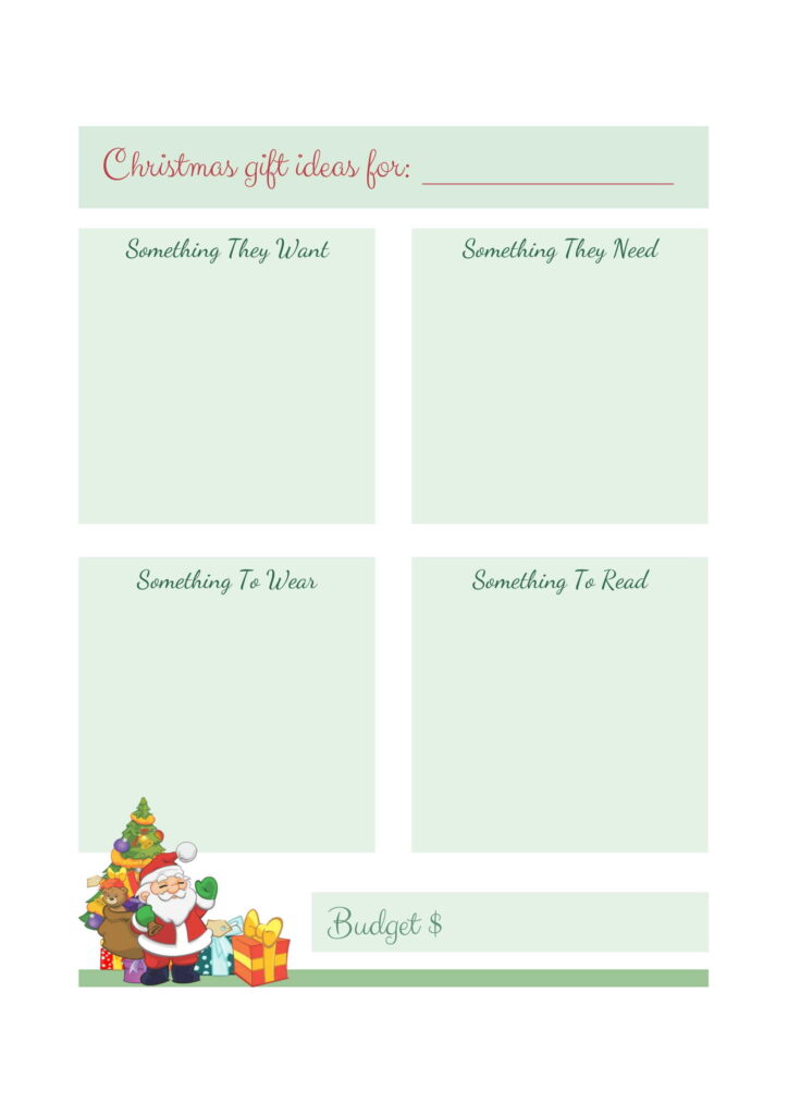 printable gift ideas list canva template