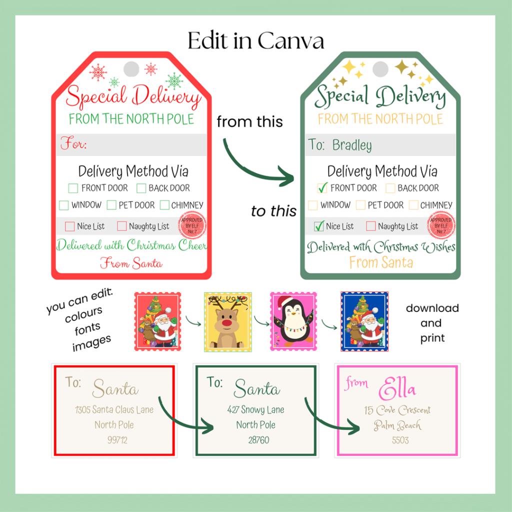 printables and canva templates. letter to santa pack