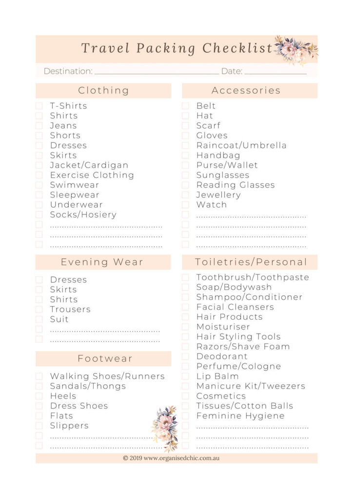 printable travel packing checklist 2