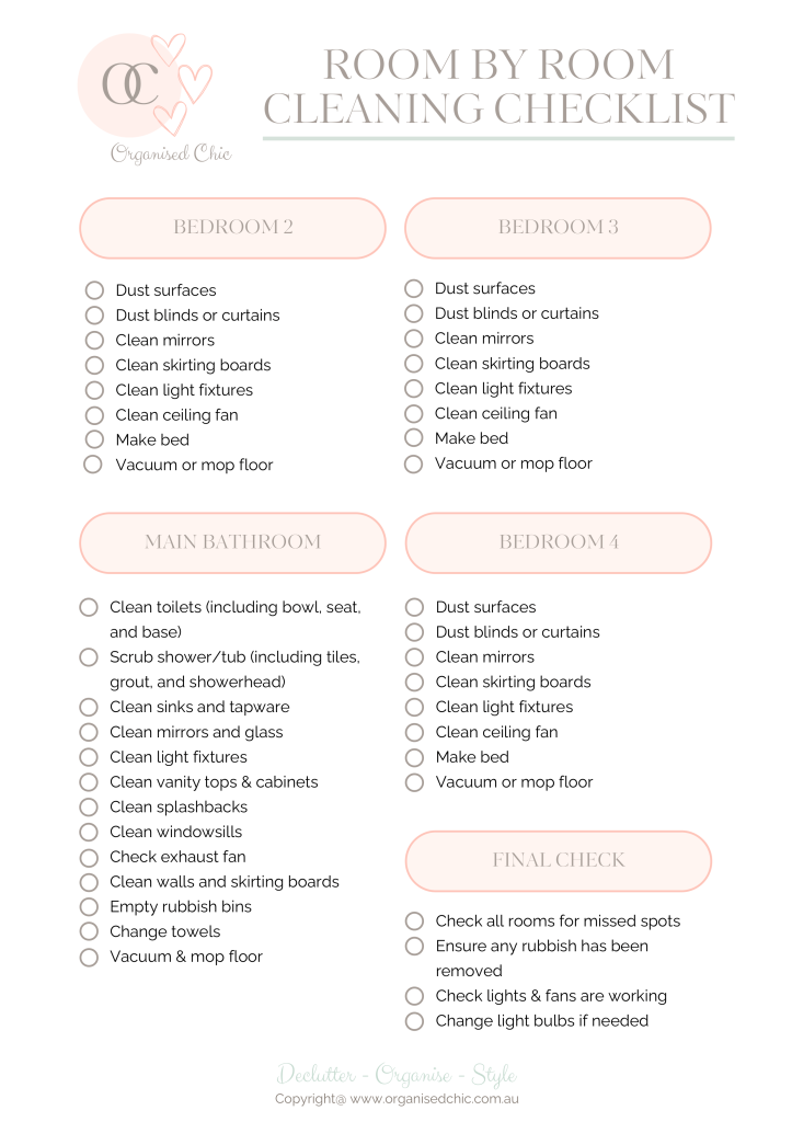 Room By Room Cleaning Checklist Organised Chic   OC Cleaning Checklist Room By Room 2023 3 