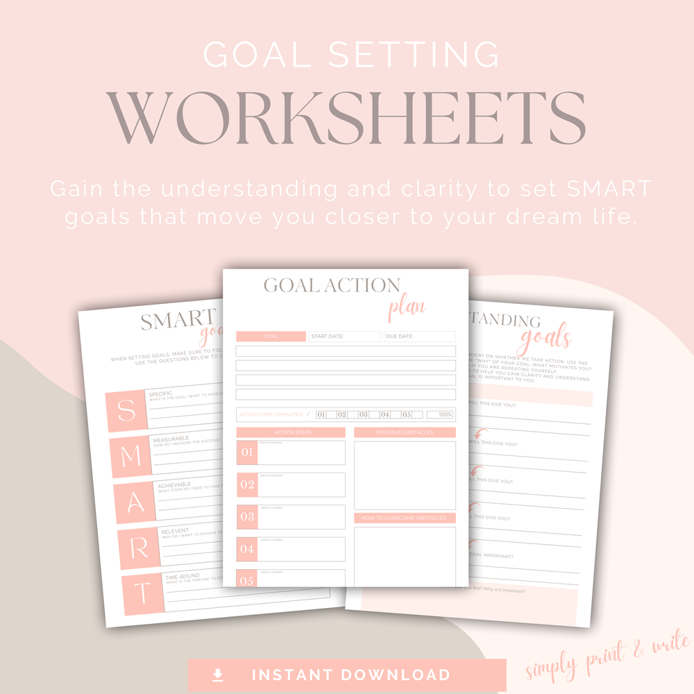 printable worksheets @www.organisedchic.com.au