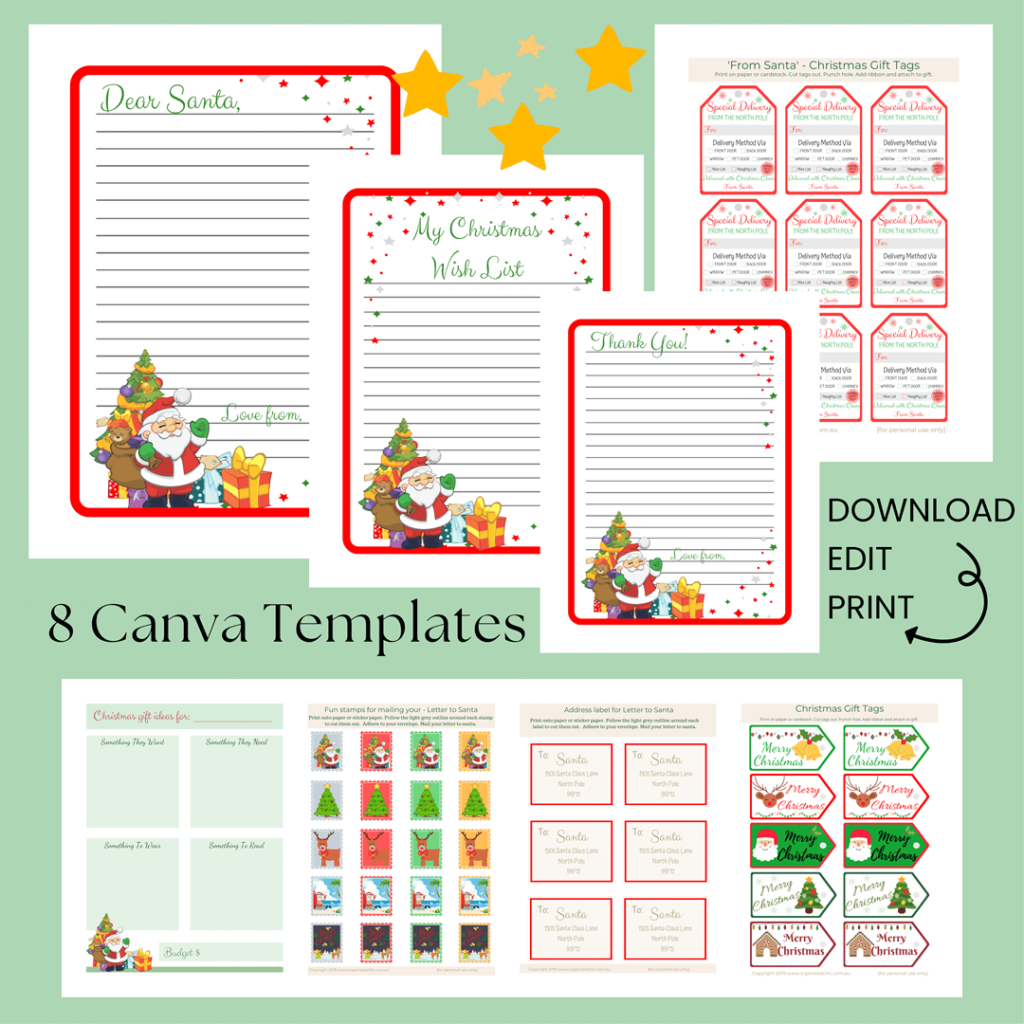 8 printable letter to santa templates to edit in canva