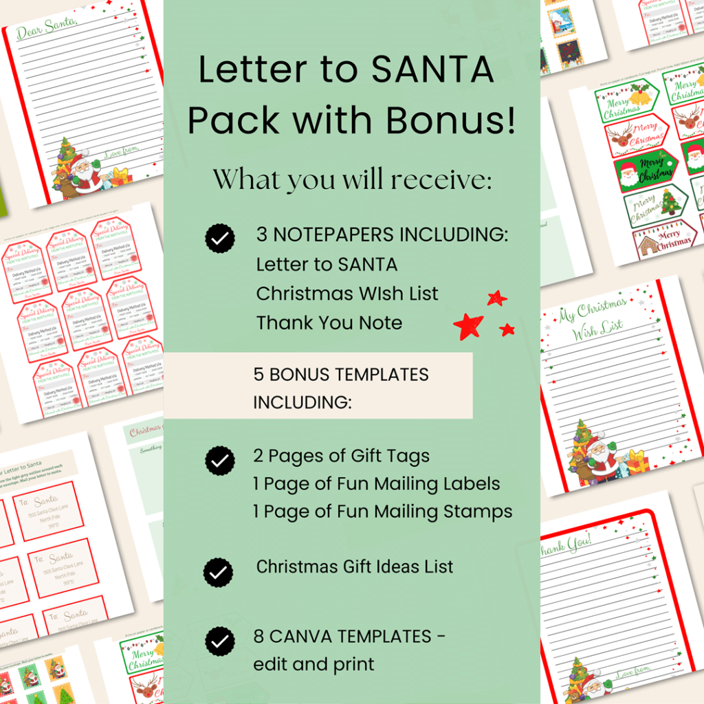 letter to santa pack printable templates