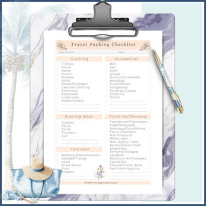 travel packing checklist printable PDF www.organisedchic.com.au